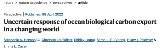 New paper - Carbon export in climate models